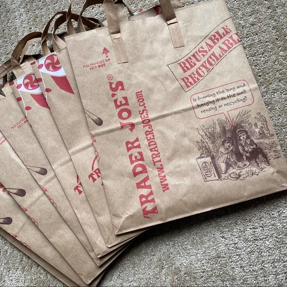 TRADER JOE’S • Set of 7+ Paper Reusable Bags - Picture 2 of 4